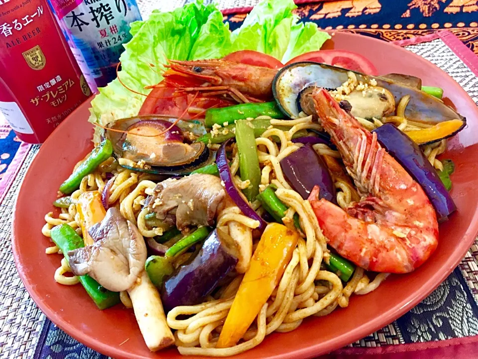 トムヤムクン焼きそば🌴博多焼きラーメンに負けてない⁈タイ焼きラーメン風♡|ふかرさん