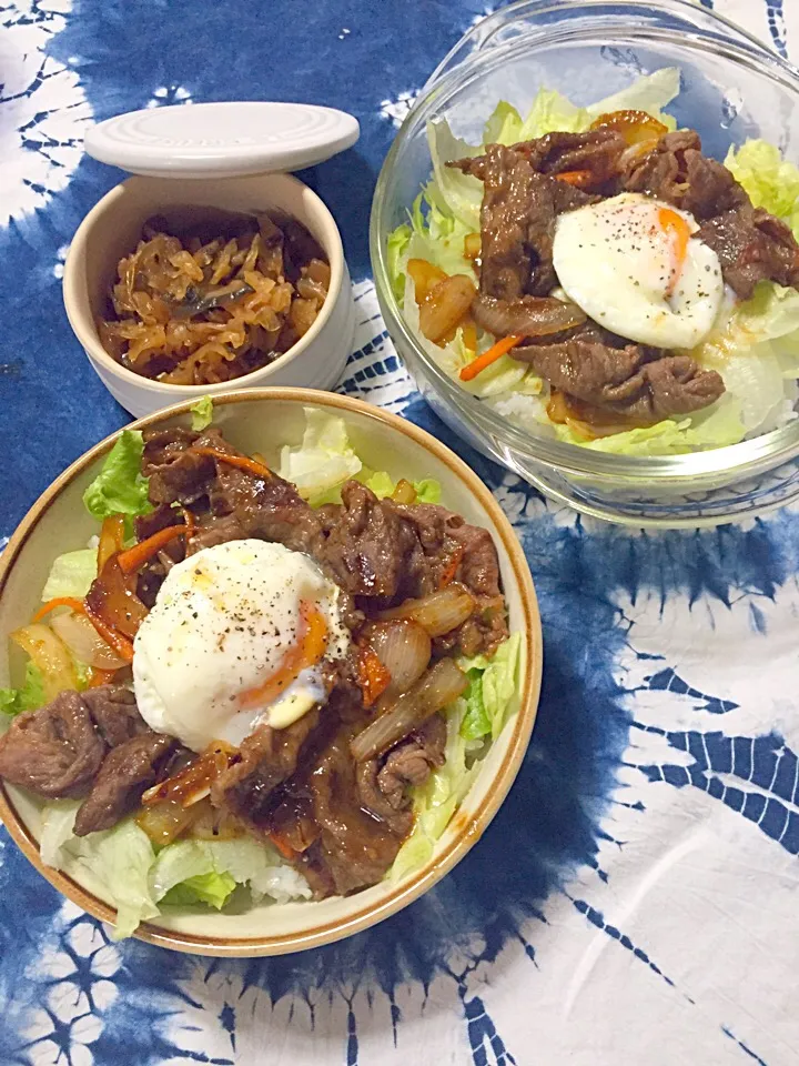 焼肉丼に、福神漬け、ありでした！( •̀ .̫ •́ )✧|さくたえさん