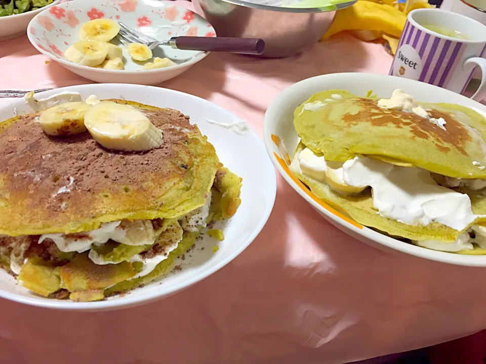 抹茶ミルクレープもといパンケーキ😂🍴🎂|コアラままさん