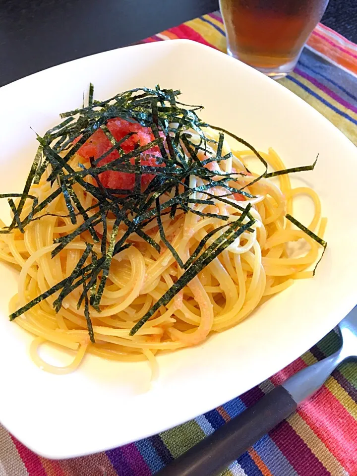 Snapdishの料理写真:今日の１人ランチ☀️絶品明太子パスタ🍴|acoyaさん