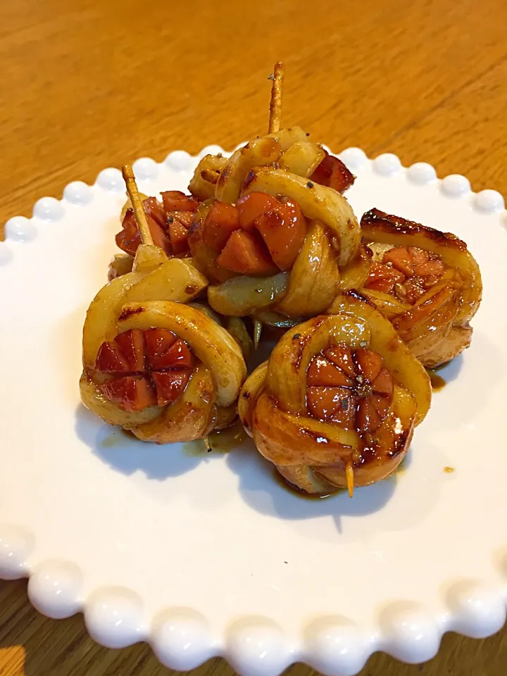 優雨さんの  ウィンナーin編み竹輪  焼き肉のタレ|まつださんさん