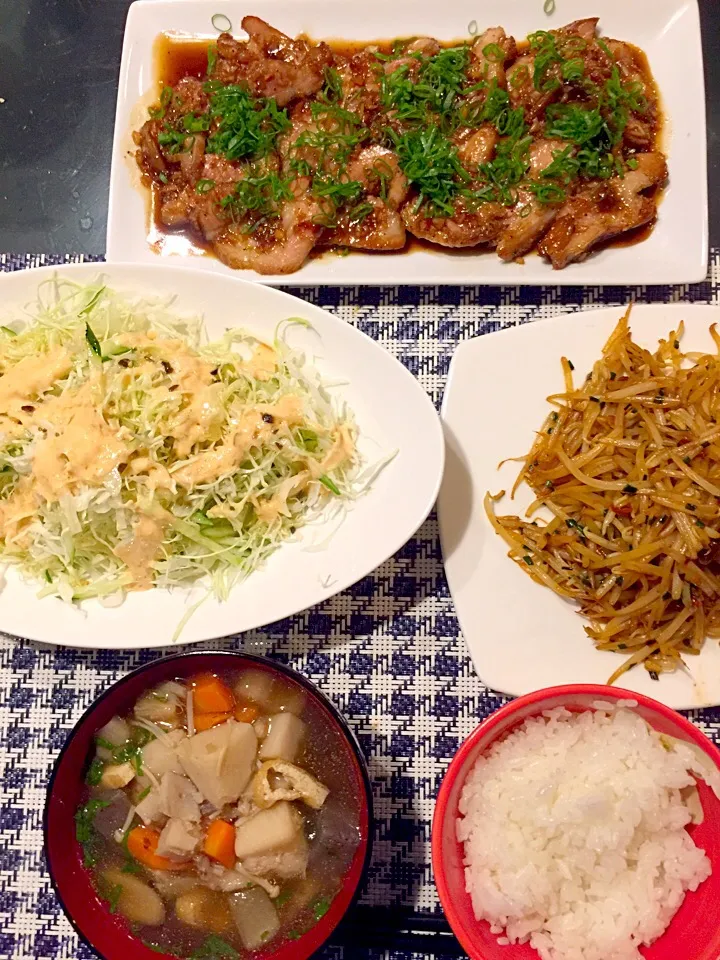 豚肉の甘辛焼き…夕飯|ちいこさん