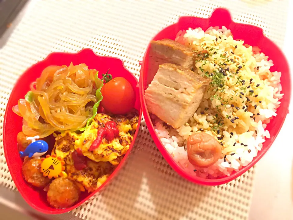 明日のお弁当！お仕事後なのに作ってくれてありがとう(*^^*)|カズキ君の料理🍳😋💕たまに私🤓さん