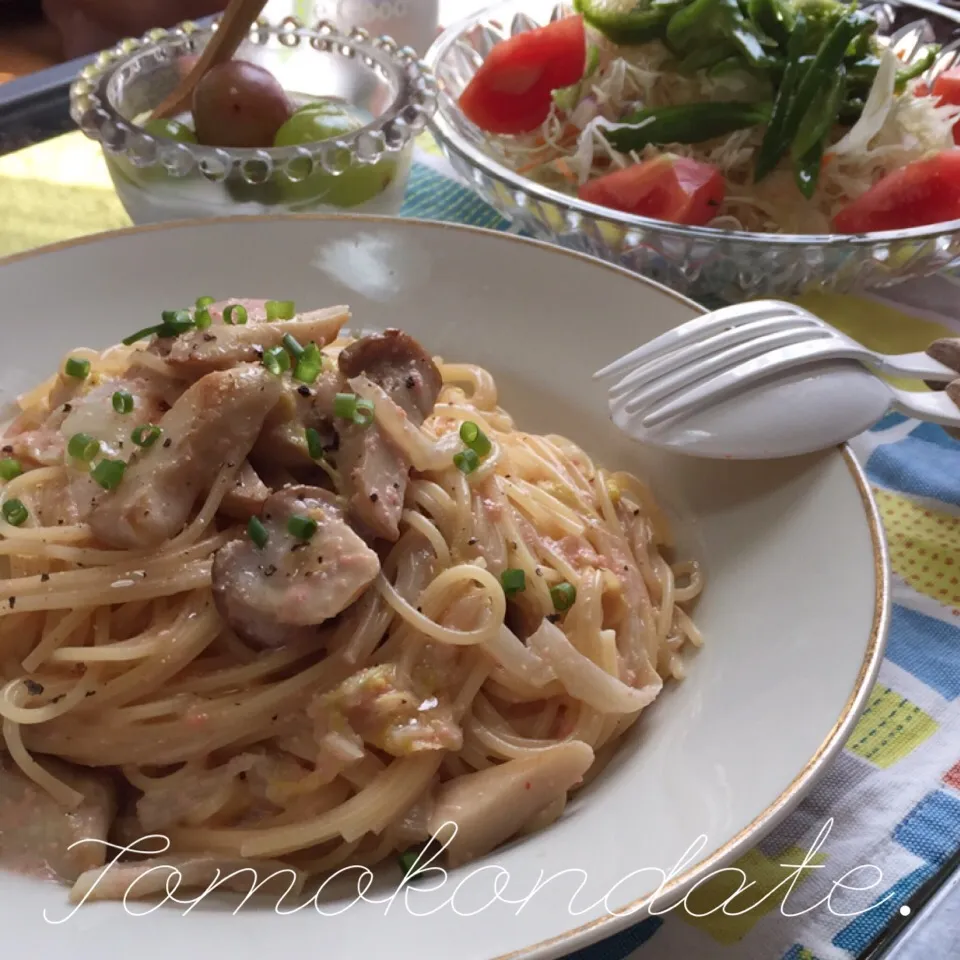 エリンギと白菜の明太クリームパスタ🍴♡|🇯🇵ともこちゃん。さん