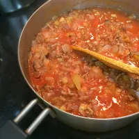 キーマカレー作ろうと思ったけどやっぱミートソースだな|ふーふばーだーさん