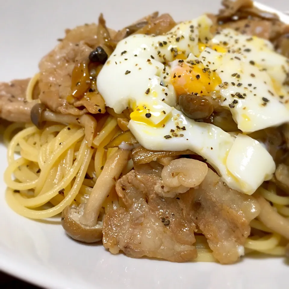 ゴボウと豚肉の黒胡椒パスタ|たまさん