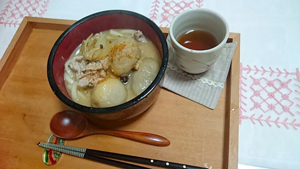 里芋たっぷり味噌うどん|わこさん