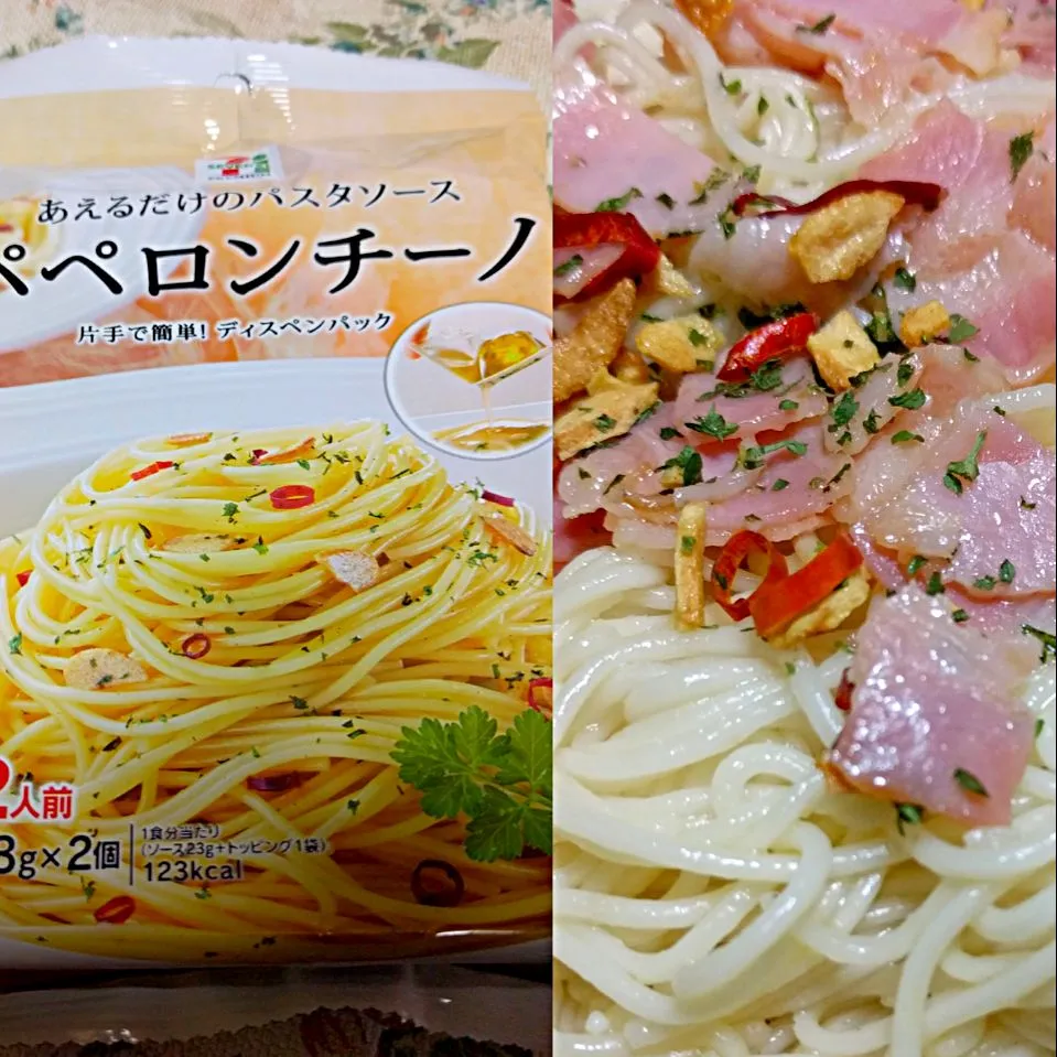 ペペロンチーノ そうめん
セブンイレブンのあえるだけのパスタ
 #ペペロンチーノ #ピリ辛|sakumaさん