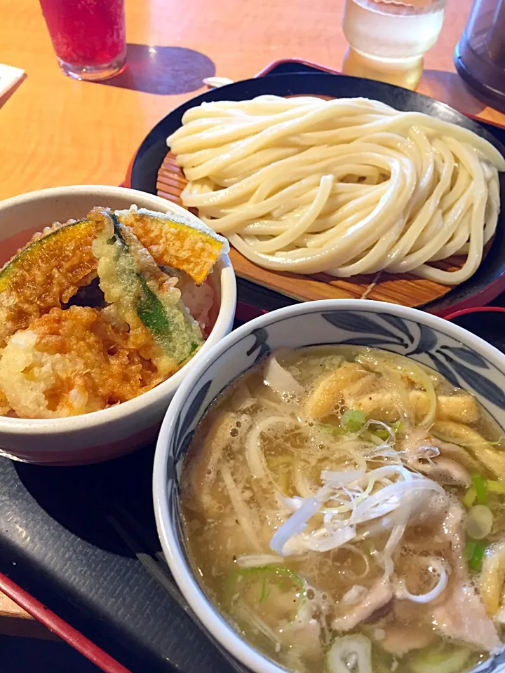 つけ汁うどんランチ（塩肉汁・野菜天丼）@久兵衛屋|Kazuya Miyukiさん