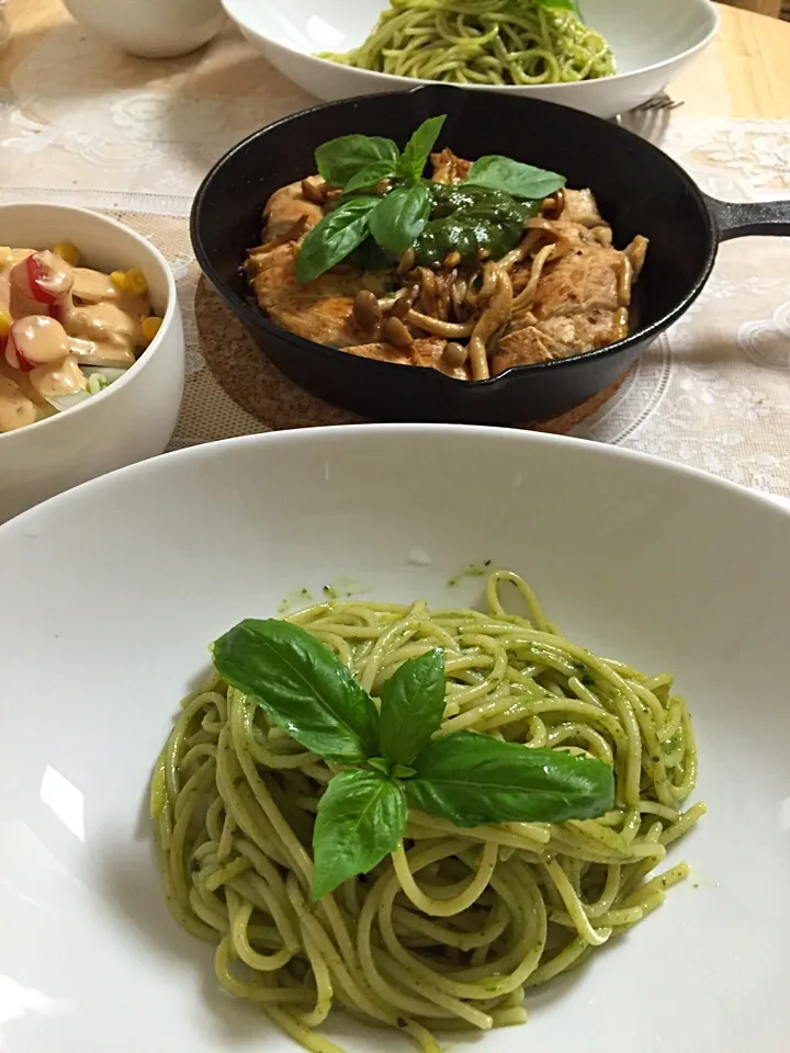 ジェノベーゼ祭り♪パスタとチキンを自家製ジェノベーゼで食べます♪|高瀬 恵さん