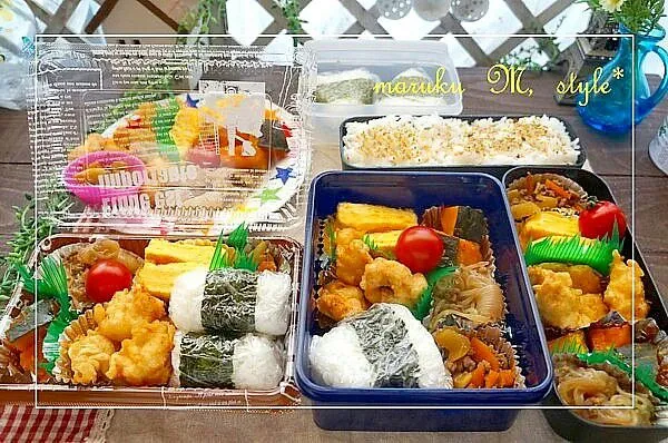 Snapdishの料理写真:修学旅行の日。使い捨てパックで普通のお弁当…ふつ弁の日。|桃咲マルクさん