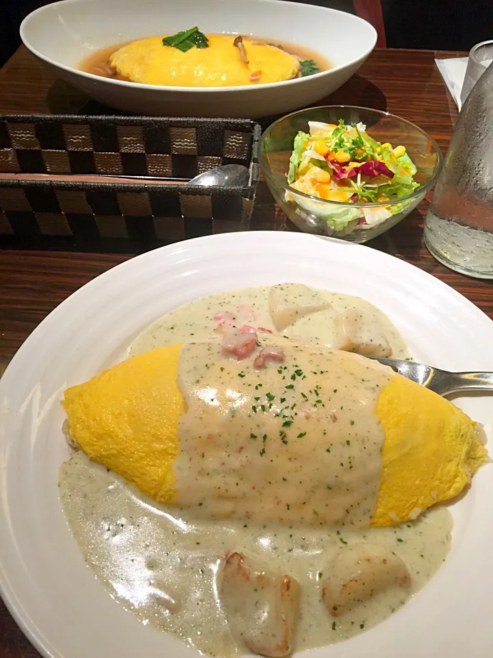 本日のランチ✨ポテトとベーコンのバジルクリーム オムライス😍💕|paaruさん