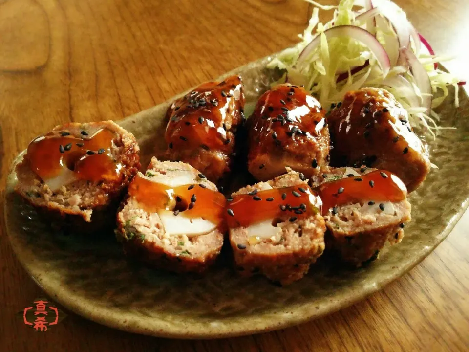 ばろんさんのシャキシャキ!!れんこんバーグ🍖 味ぽんde簡単甘酢あん～( *˘ ³˘)♡|真希さん