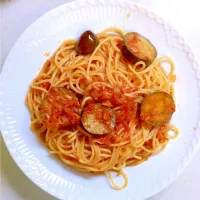 Snapdishの料理写真:ナスとツナのトマトソースパスタ|Masatoshi Hiroseさん