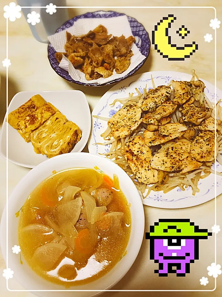 カリカリ鶏皮&野菜たっぷりスープ&その他もろもろ(Ŏ艸Ŏ)|えみさん