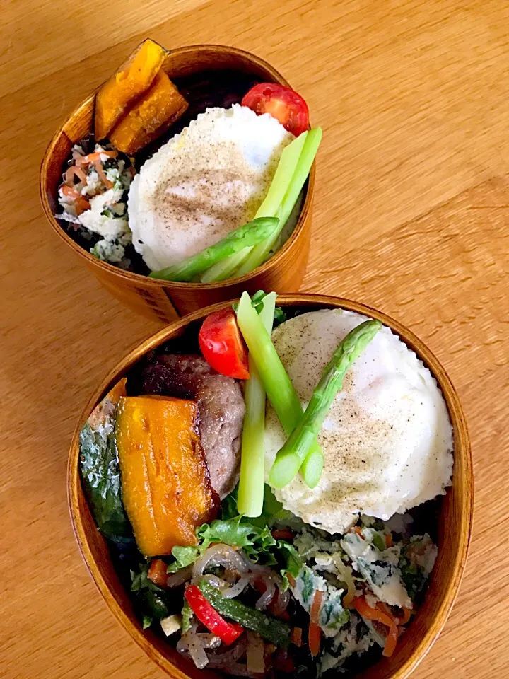 今日の夫婦お弁当✨
ロコモコ丼🎶|5ネコママさん