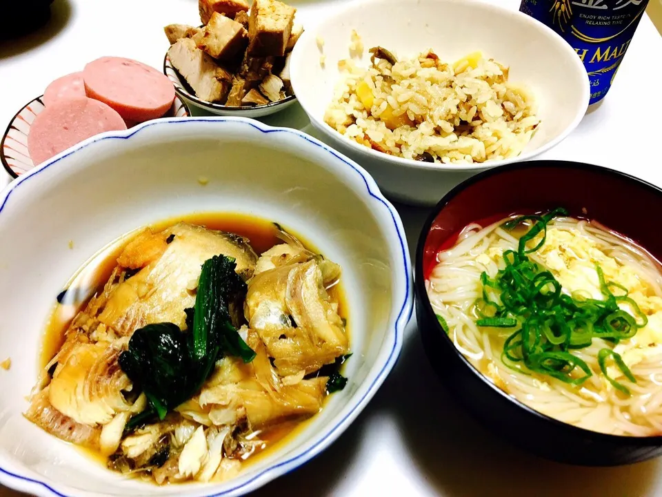 カレイの煮物定食#にゅうめん#おこわ#鶏ハム|さえちこさん