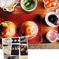 Snapdishの料理写真:朝ごはん&蜂蜜マフィン
息子と一緒に作ってみました(*^_^*)|Ayinmmさん