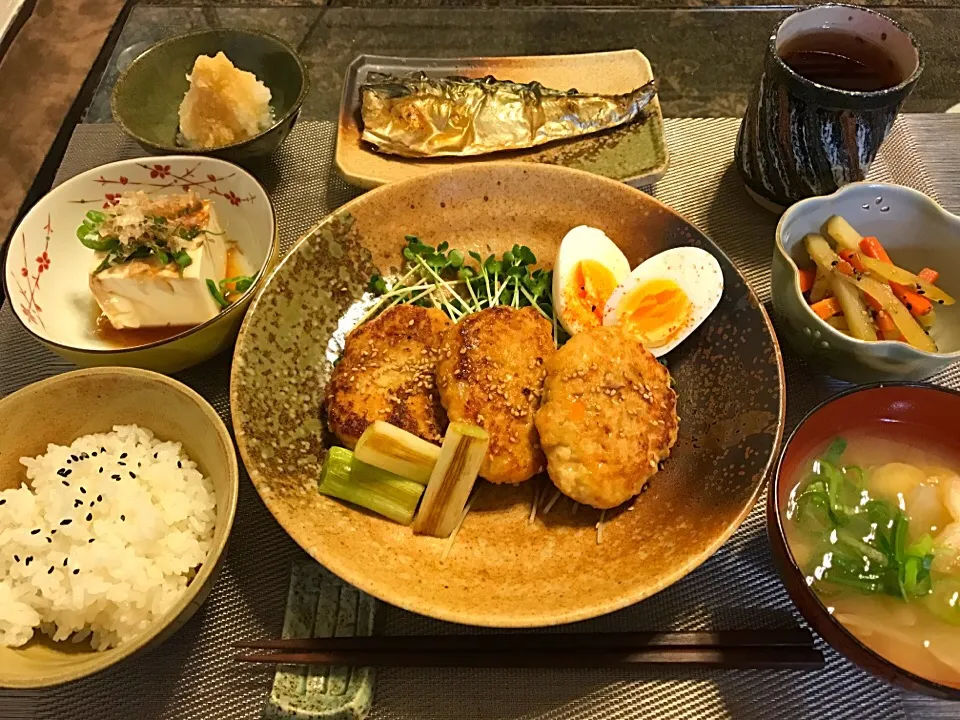 鶏つくねの照り焼き定食|あいさん