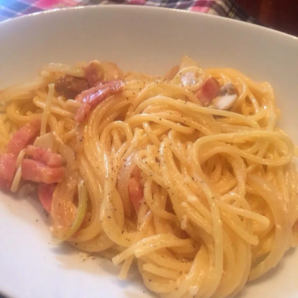 今日のお昼ご飯(๑´ڡ`๑) カルボナーラ|ちゃたままさん