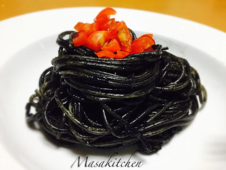 Snapdishの料理写真:Squid ink pasta for lunch|Masakiさん