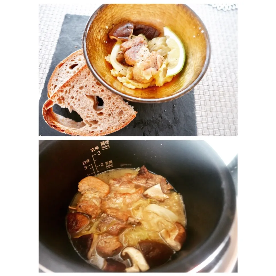 塩豚スペアリブとキャベツ煮込み、椎茸入り🍄|meirecipeさん