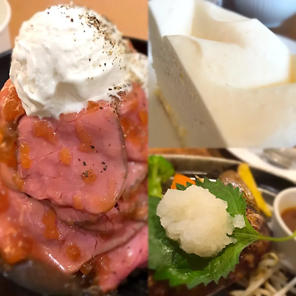 ローストビーフ丼&おろしハンバーグ&レアチーズケーキ|totoさん