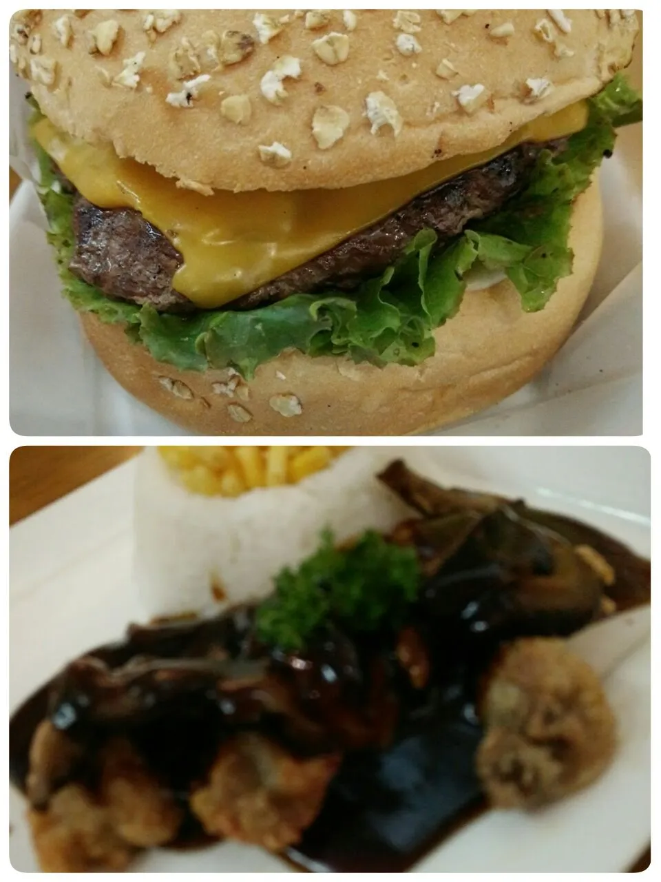 chicken teriyaki and burger my dinner for today...|lynnさん