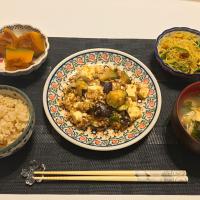 麻婆茄子🍆
カレー風ビーフン炒め🍛
かぼちゃの煮つけ🎃
わかめとお揚げのお味噌汁
玄米