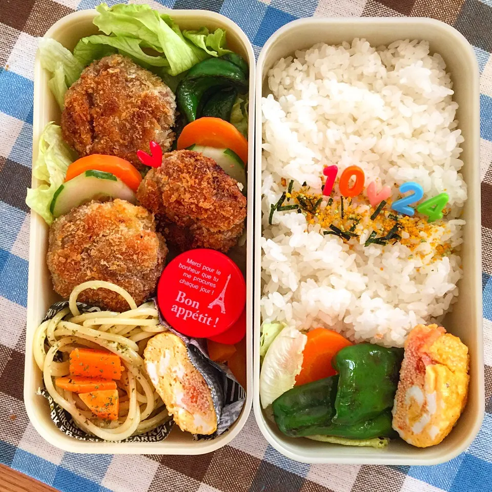 メンチカツ for blue Monday お弁当 Ground Meat Cutlet for Monday obento box 藍色星期一的Man去嘎滋便當|Doris Tarotさん