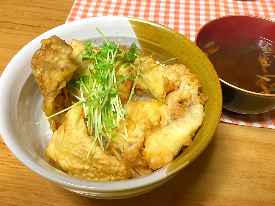 週の始まり！ タチウオとアオリイカのゲソ天丼でがっつり〜♪|あんちゃんさん