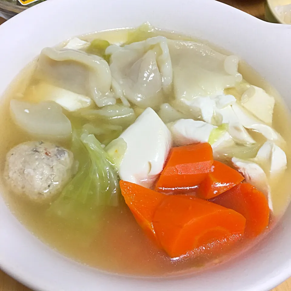 鶏団子と水餃子のスープ|りんごっちさん