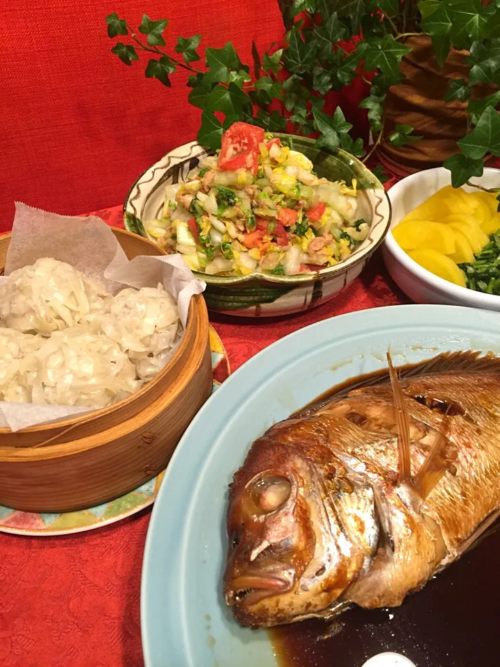 Snapdishの料理写真:ひろりんさんのえのき入り焼売と煮魚|みなさん