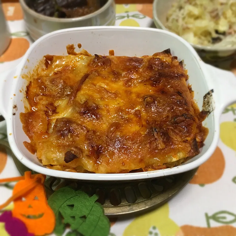 Snapdishの料理写真:晩ご飯🎃ラザーニャ|もっちさん