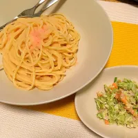 明太子のパスタとコールスロー|えりかさん