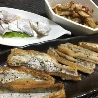 Snapdishの料理写真:太刀魚の昆布締め酢、ムニエル、煮付け。|miemieさん