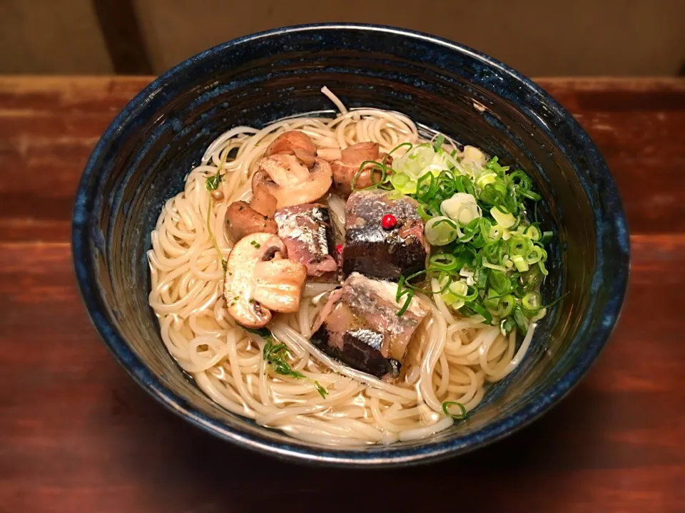 秋刀魚のなんちゃってコンフィ温めん2|半田手延べそうめんの店 阿波や壱兆さん