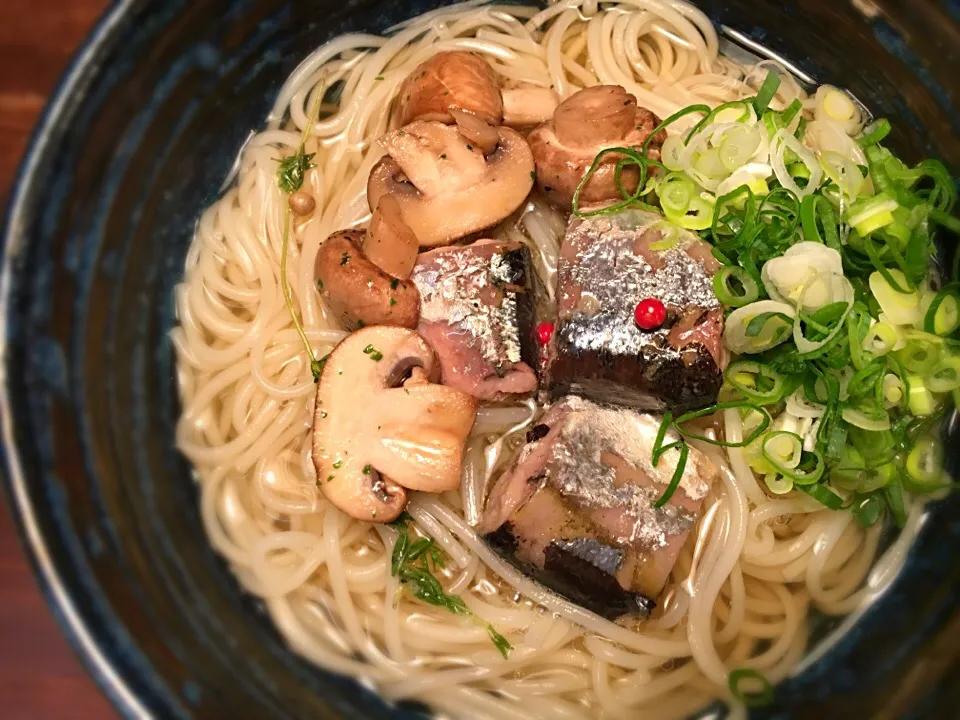 秋刀魚のなんちゃってコンフィ温めん4|半田手延べそうめんの店 阿波や壱兆さん