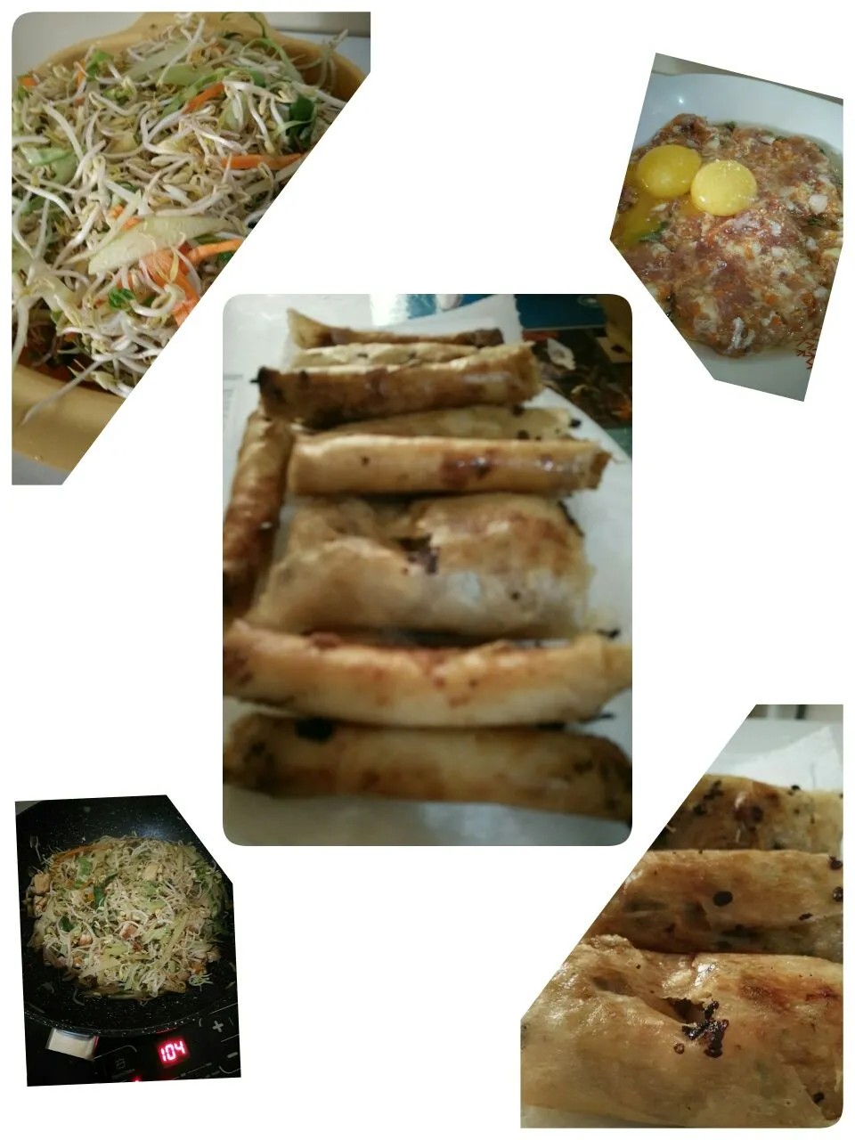 today's dishes..making sprouts and tofu roll...pork shanghai...  lets eat|lynnさん