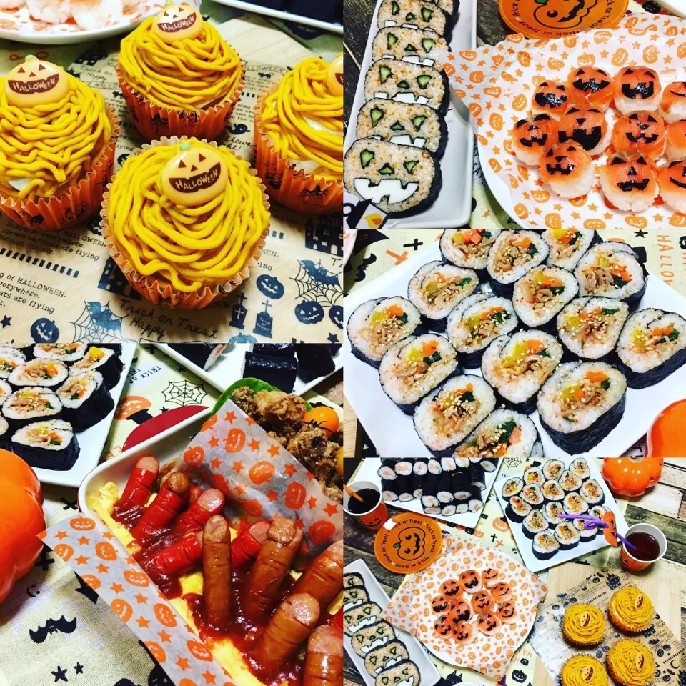 👻ハロウィンパーティ2016🎃

＊手まり寿司
＊かぼちゃモンブラン
＊キムパプ
＊手羽元チューリップ揚げ
＊ゾンビオムライス|Mihoさん