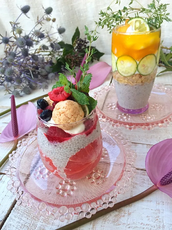 Homemade Chia pudding*
⋆Mango & Citrus
⋆Berries & Pink grapefruits|⋆͛*͛wandering.cat⋆͛*͛さん