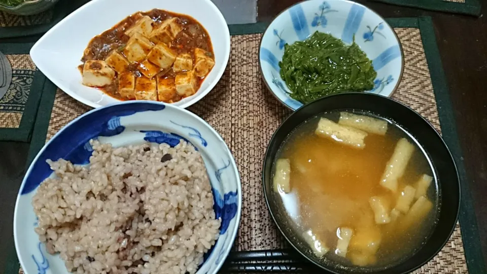 めかぶ＆麻婆豆腐＆大根の味噌汁|まぐろさん