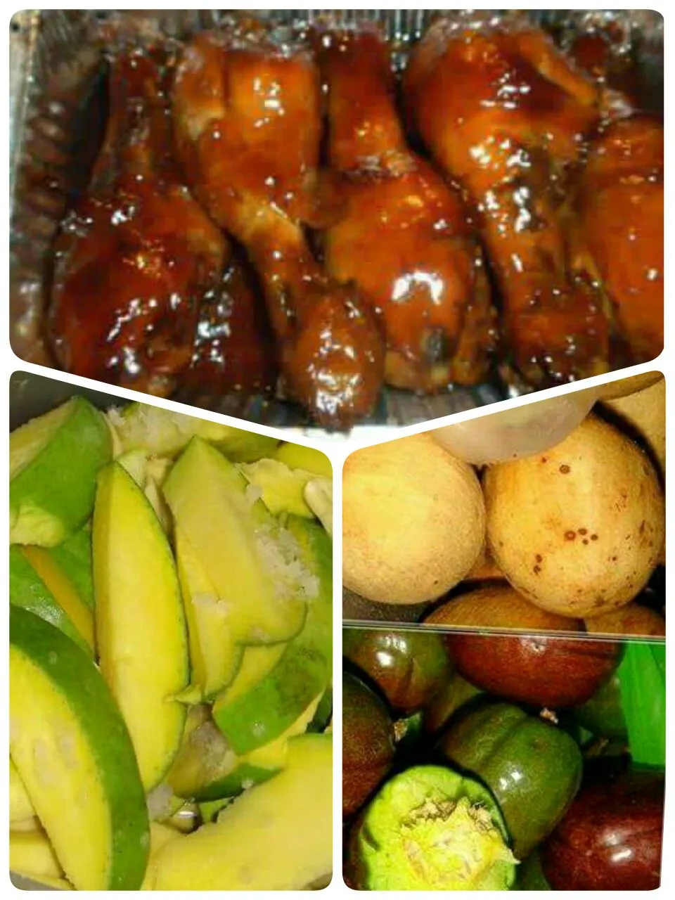 chicken with honey sauce...and fruits..avocado lansones and sinigwelas....|lynnさん