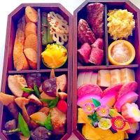 Snapdishの料理写真:飾りが御節みたいなお弁当|Mika Matobaさん