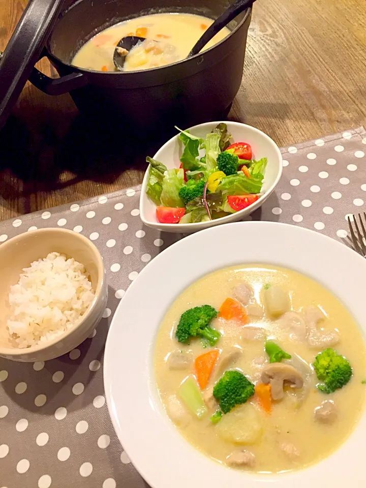 Snapdishの料理写真:チキンと根菜の豆乳クリームシチュー💛🍃|まみりんごさん