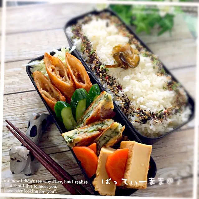 Snapdishの料理写真:お残り野菜の春巻き弁当～♡ #ばってぃーまま＠♪の節約しても美味しいお弁当|ばってぃーまま＠♪さん