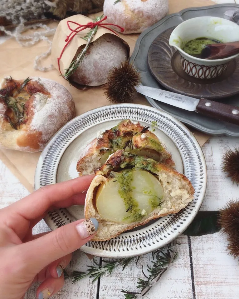 rosemary & whole potato bread with Pesto Genovese*|⋆͛*͛wandering.cat⋆͛*͛さん