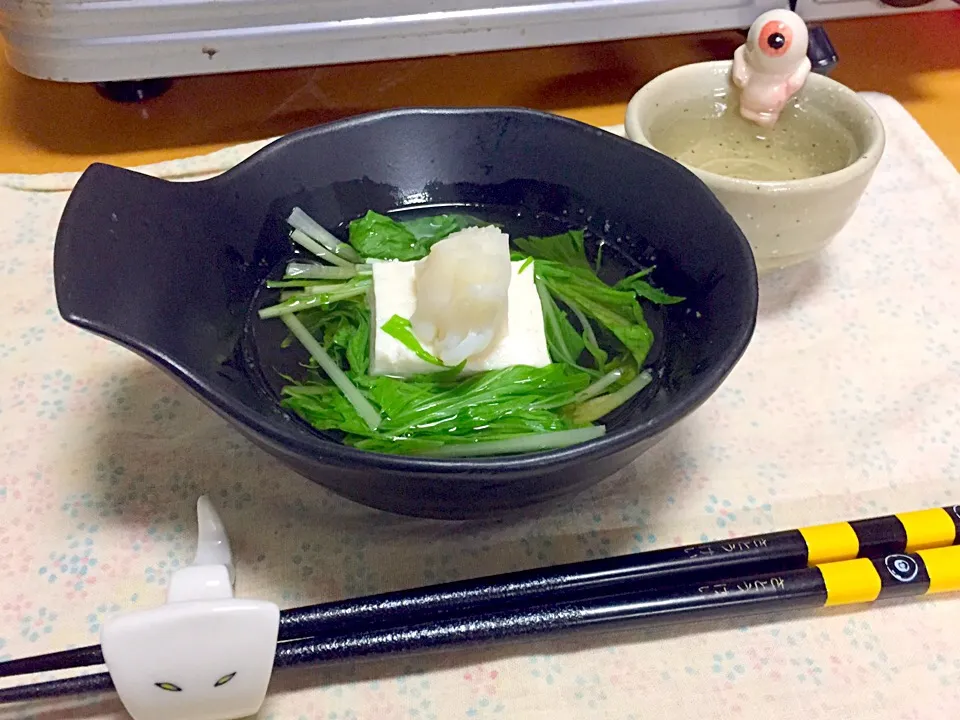 帆立の貝柱の出汁で、水菜たっぷり湯豆腐!  (^-^)|Kei Satoさん