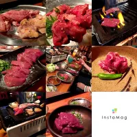 Snapdishの料理写真:レア焼き肉BAR🍷ちびちび焼きつつ飲みつつ〜最高の組み合わせで頂く肉&酒♡|ふかرさん