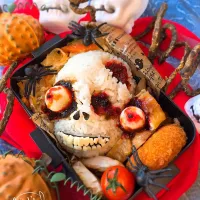 Snapdishの料理写真:長女弁当😃🎶
リアルスカル弁💀☠️
やばっ😱やり過ぎてしまった…😅|ナミ凡さん